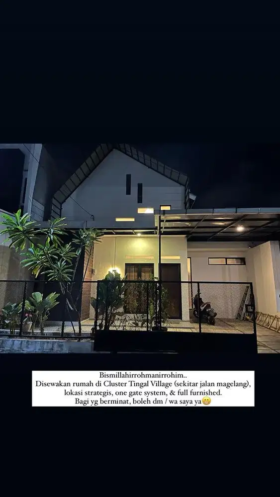 Disewakan rumah di Cluster Tingal Village