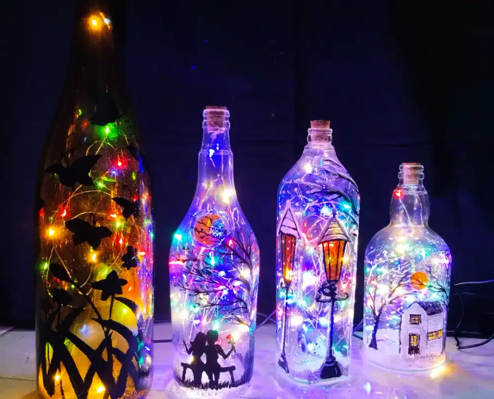 Lampu cafe tidur sign botol bekas lawas sepeda jam antik vintage jadul