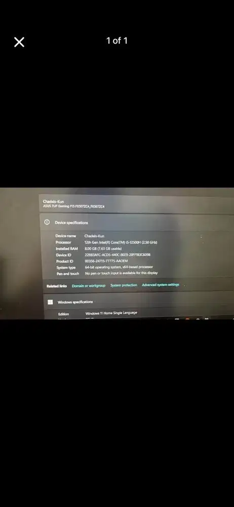 Laptop Asus  Gaming F15 FX507ZC4