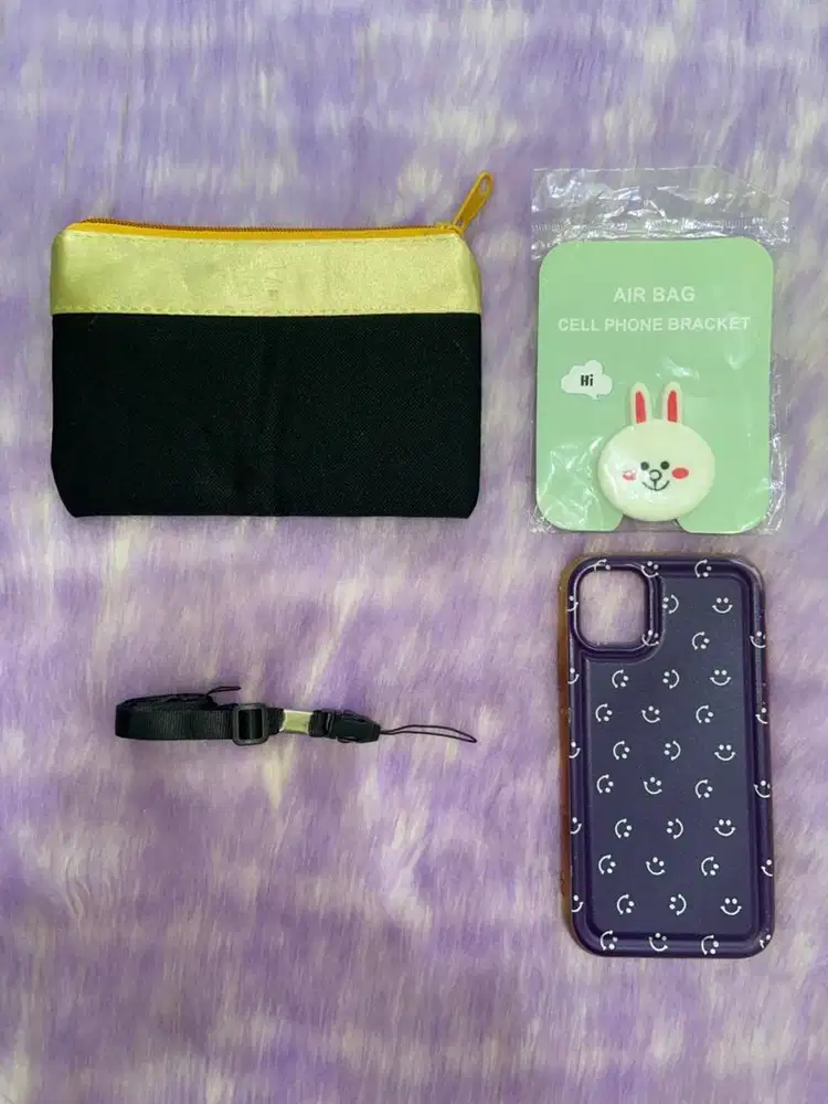 Case iPhone 11 Preloved + Air Bag Cell Phone Bracket New + Camera Stra