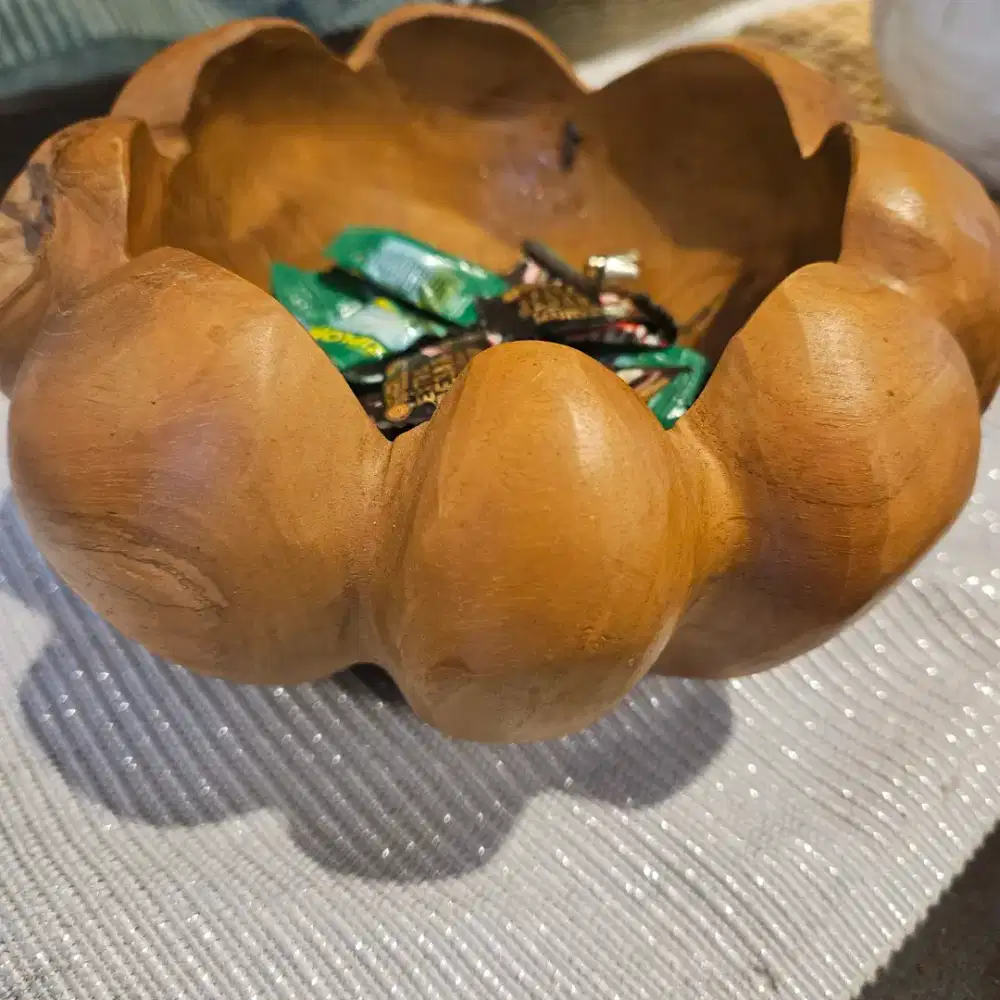 Bowl Kayu Jati Tempat Kue Permen Snack