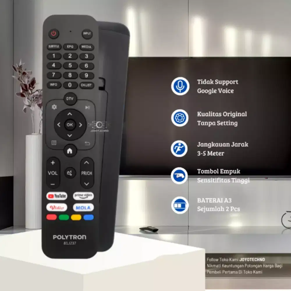 Remote Led TV Polytron, Google TV Langsung pakai dll