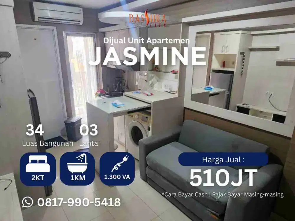 Jual 2BR Furnished SHM apartemen Bassura City tower Jasmine