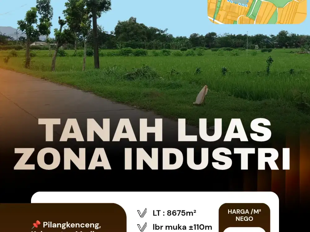 Dijual Tanah Zona Industri di Kabupaten Madiun