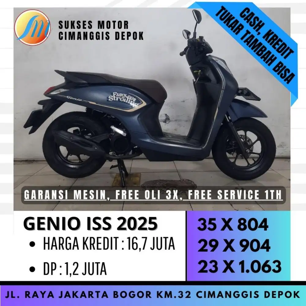 GENIO CBS ISS 2025 BIRU PROMO SUKSES MOTOR FREE SERVICE 1TH