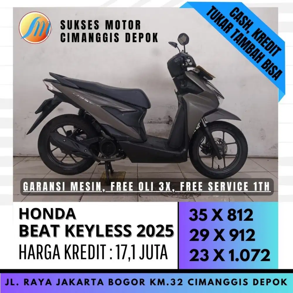 BEAT SMARTKEY KEYLESS 2025 MULUS LIKE NEW PROMO SUKSES MOTOR DP 600