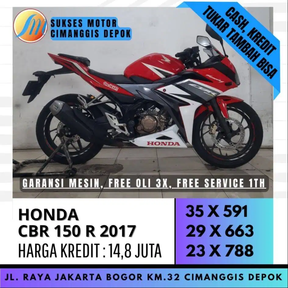 HONDA CBR 150R 2017 TERMURAH CASH KREDIT KARTU KREDIT BISA