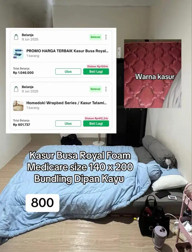 Kasur Busa Royal Foam Medicare 140 cm x 200 bundle Dipan Kayu