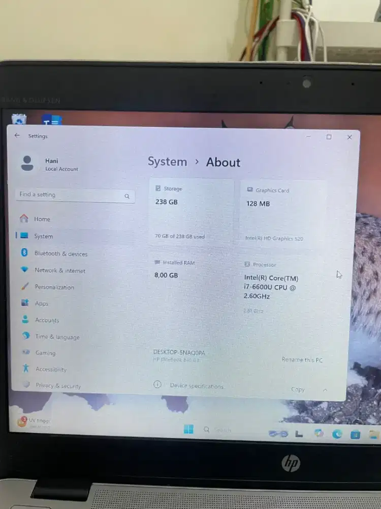 Hp elitebook 840 G3 Core I7 Ram 8Gb