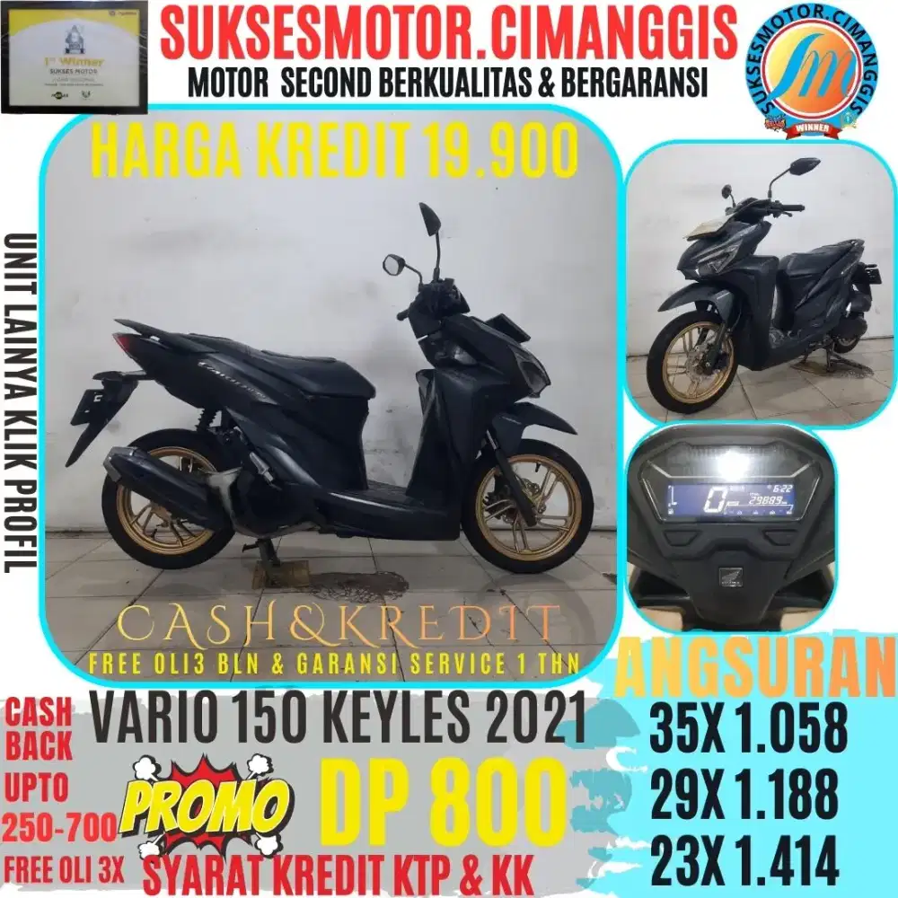 VARIO 150 KEYLES DP 800 CASHBACK UPTO700RBU FREEOLI3X SUKSESMOTOR