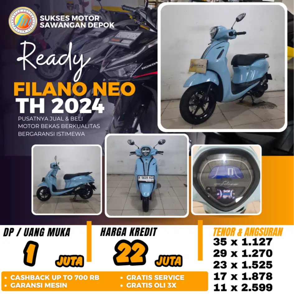 YAMAHA FILANO NEO 2023 BIRU UNIT ISTIMEWA BISA KREDIT DI SUKSES MOTOR