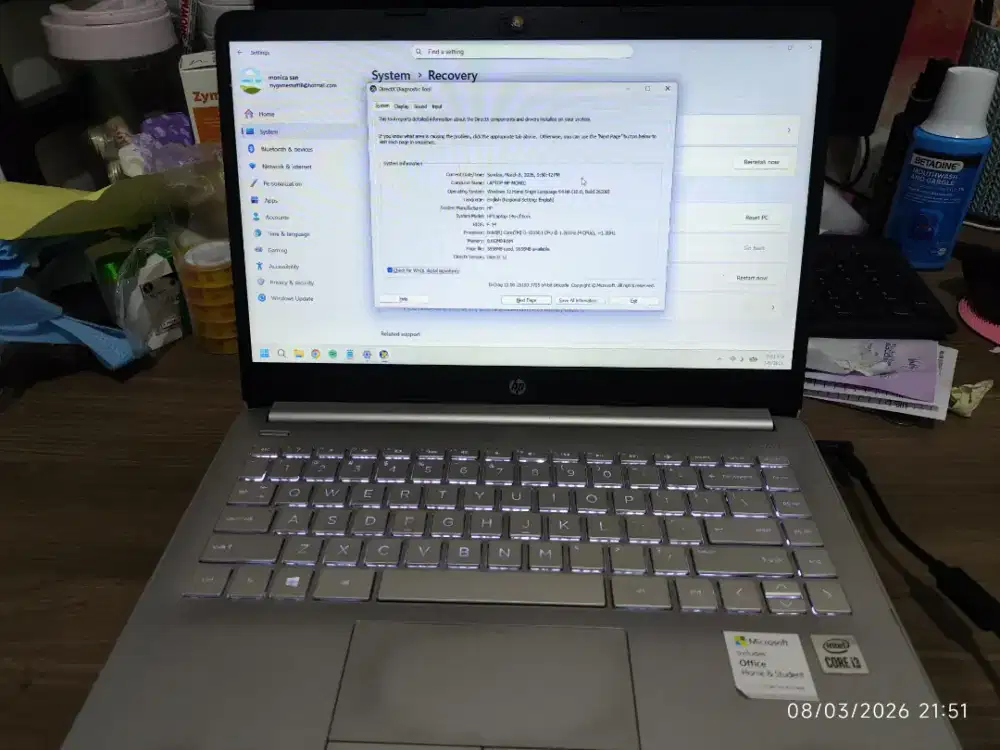 Laptop hp 14s-cf3xxx core i3 gen 10 ram 8gb ssd 256gb mulus