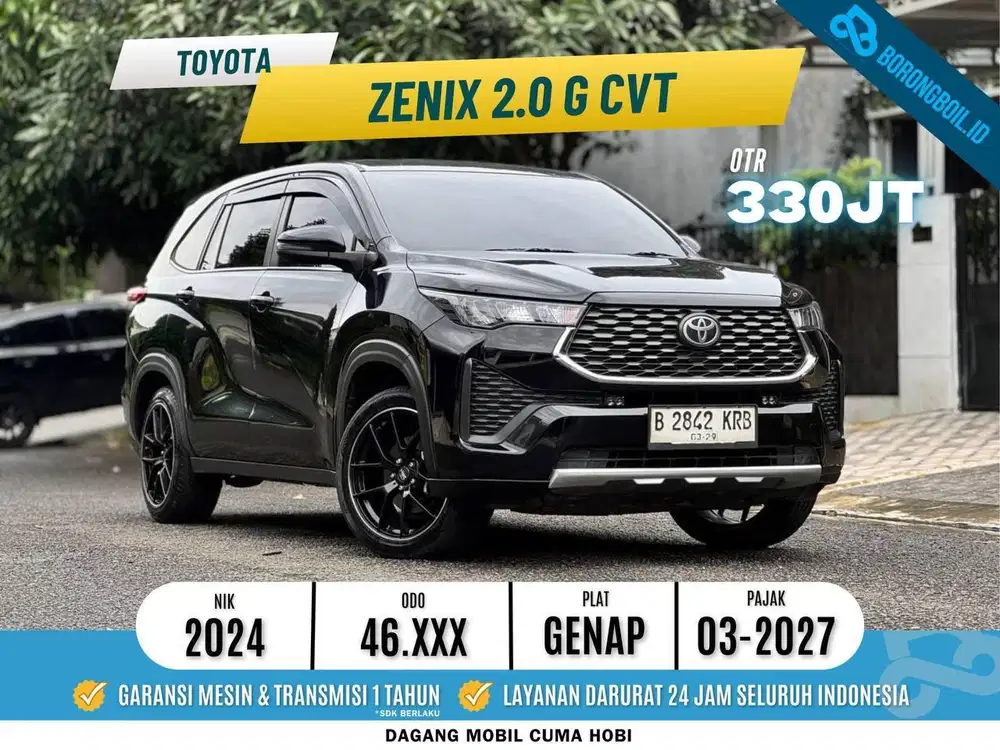 TOYOYA INNOVA ZENIX G CVT 2.0 2024 HITAM PAJAK PANJANG TERMURAH