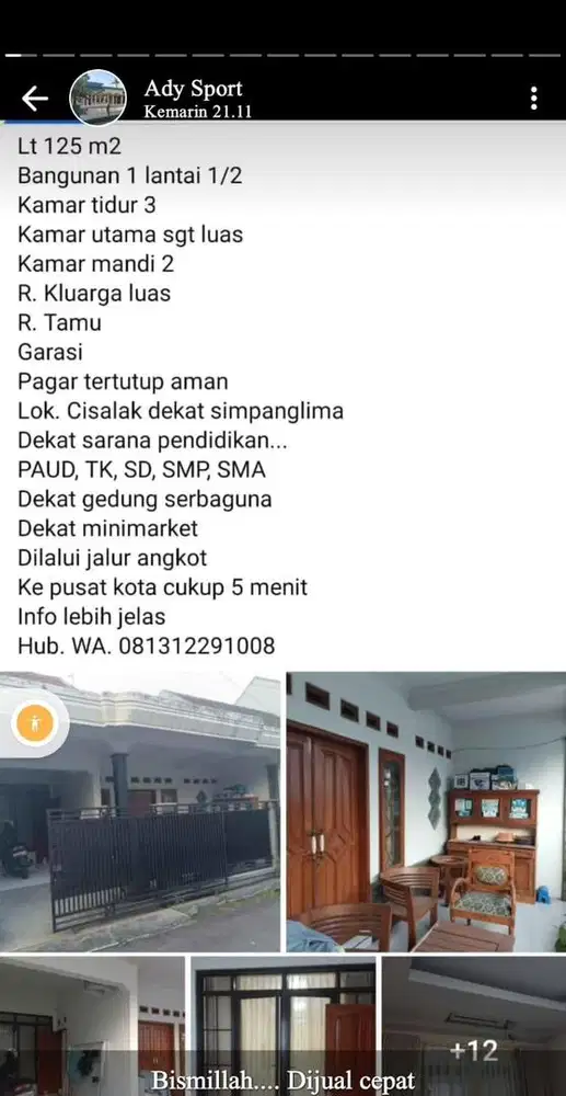 Dijual Cepat Rumah