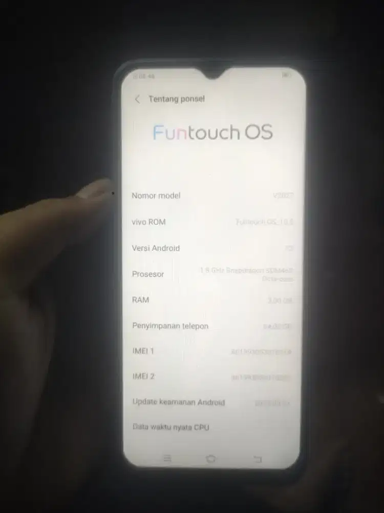 Vivo y20s Ram 3/64 minus lecet pemakaian selebihnya no kendala