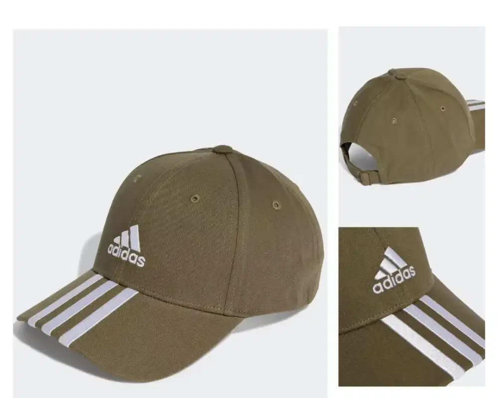 Topi Original Adidas lifestyle 3stripes CottonTwill baseball cap green