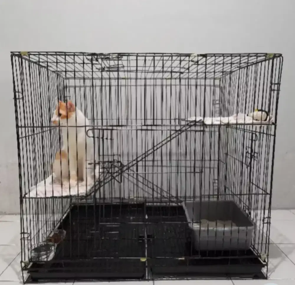 kandang kucing tingkat 2 besi lipat - bekas