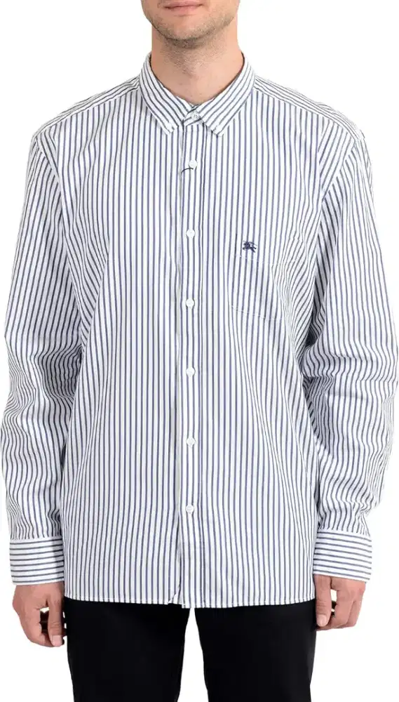 Kemeja Burberry Long Sleeve Striped Sallur colour Blue Size M
