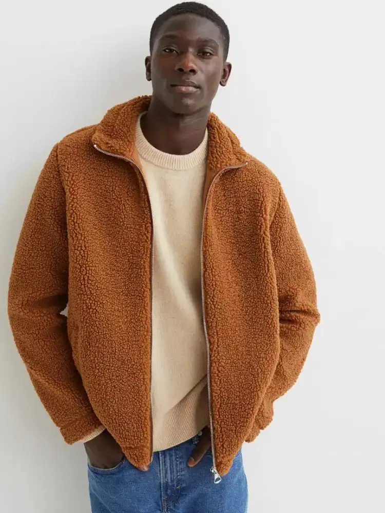 Fluffy Jacket&Coat Serpa H&M Faux Shearling Brown colour Size M