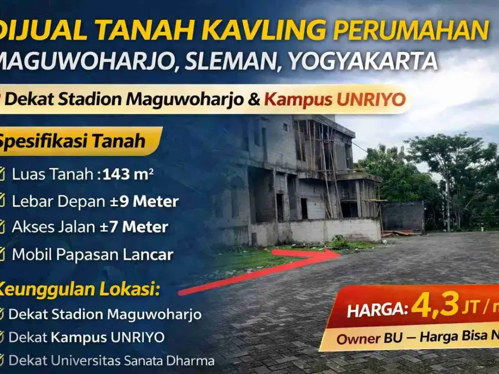 Tanah Kavling Dalam Perumahan Maguwoharjo Sleman – Dekat Stadion & Kampus