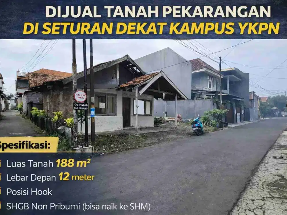 Tanah Hook Strategis di Seturan Dekat Kampus YKPN & UPN – Cocok Kost Eksklusif