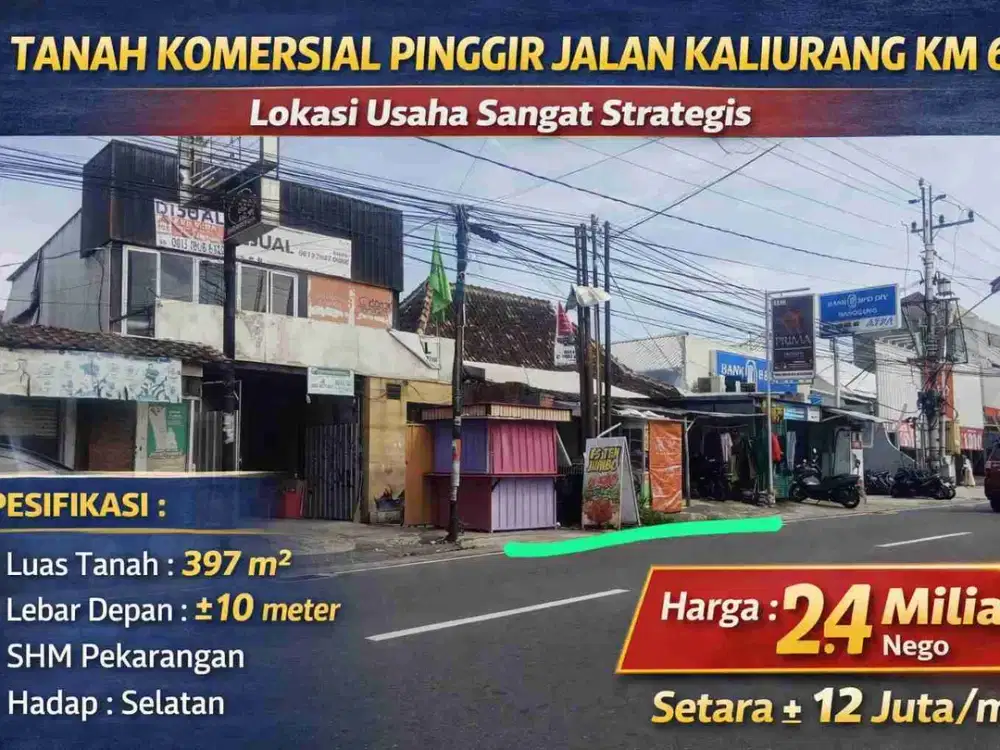 Tanah Komersial Pinggir Jalan Kaliurang Km 6 – Lokasi Usaha Sangat Strategis