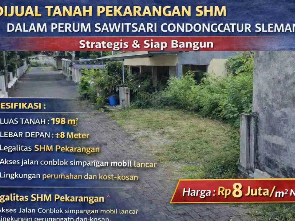 Dijual Tanah SHM Dalam Perum Sawitsari Condongcatur – Dekat Jakal Km 6