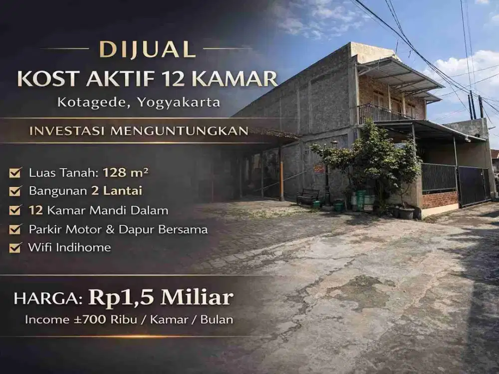 Dijual Kost Aktif 12 Kamar Kotagede Yogyakarta – Investasi Menguntungkan
