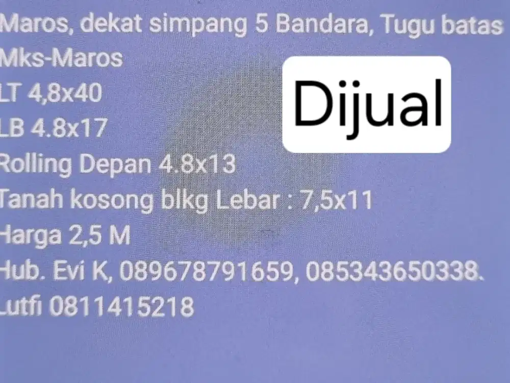 Dijual Ruko 2 lantai Maros dekat simpang 5 bandara