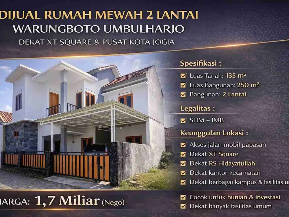 Rumah Mewah 2 Lantai Warungboto Umbulharjo – Dekat XT Square & Pusat Kota Jogja
