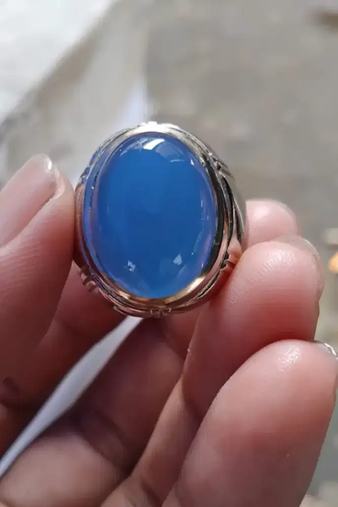 Batu cincin biru langit serat kura batu raja natural