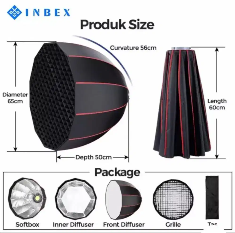 Inbex lampu dan softbox
