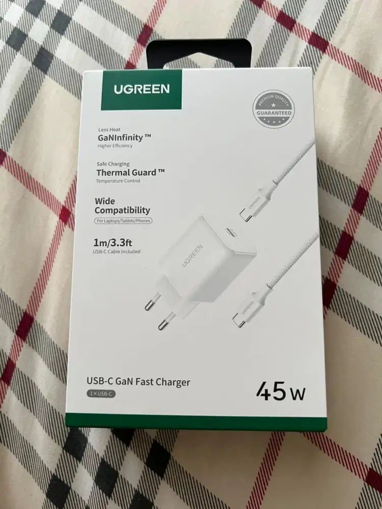 Charger Ugreen Adaptor GaN 45 Watt + Kabel USB 5A Fast Charging BNIB