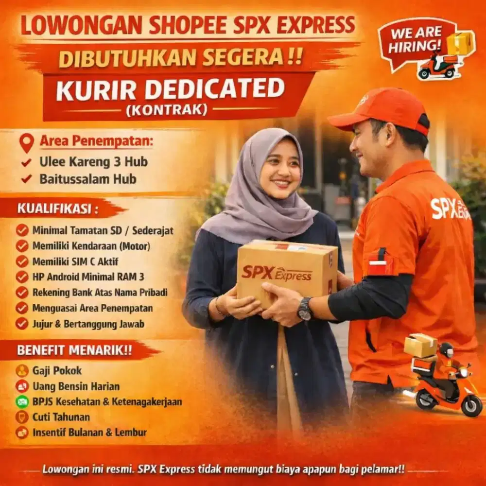 Lowongan Kurir Pengantarann paket Spx Shoope