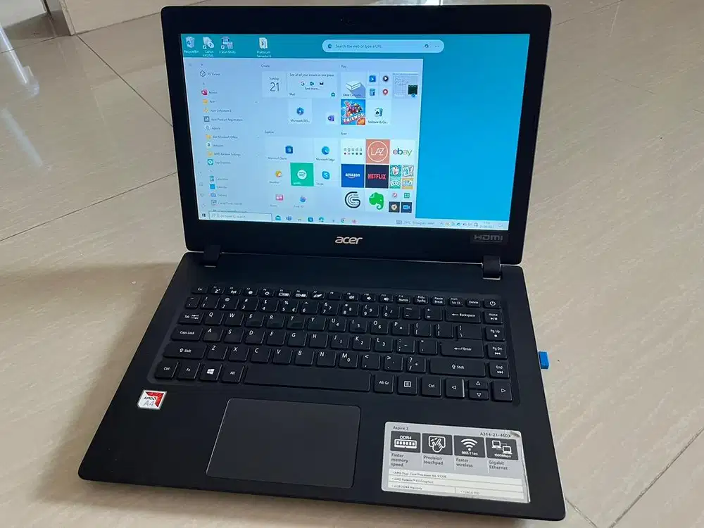 Laptop Acer Aspire 3 Mulus Normal No Minus