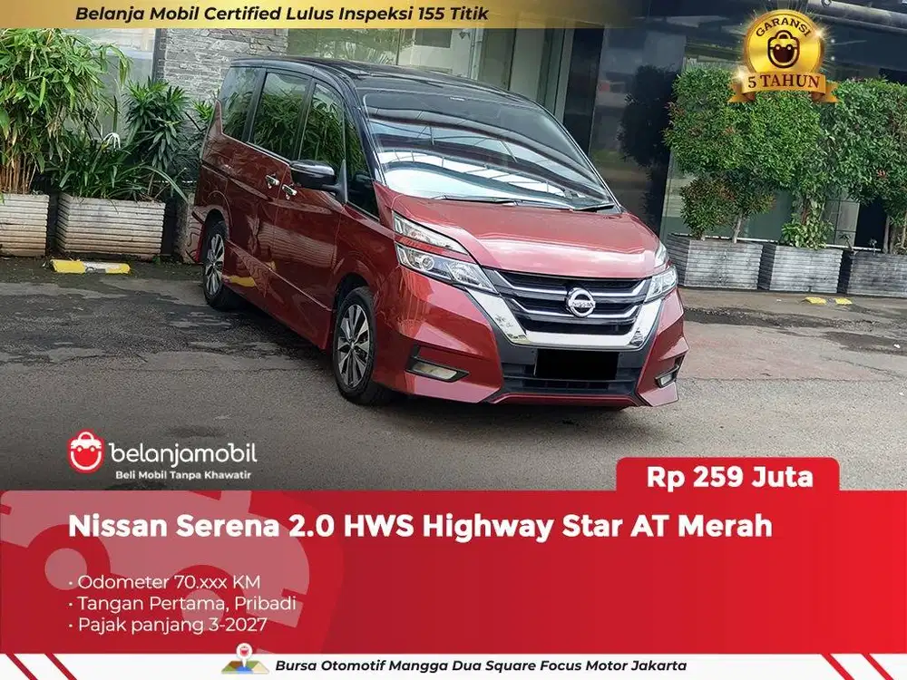 [ GARANSI 5TH ] Nissan Serena 2.0 HWS Highway Star AT Merah 2022/2023