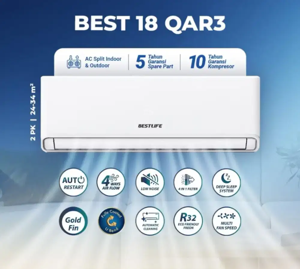 Air Conditioner Split 18QAR3 - AC Split 2 pk | AC Indoor Outdoor