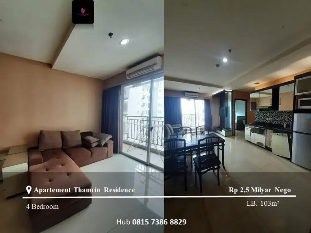 Dijual Apartement Thamrin Residence High Floor 3BR Furnished