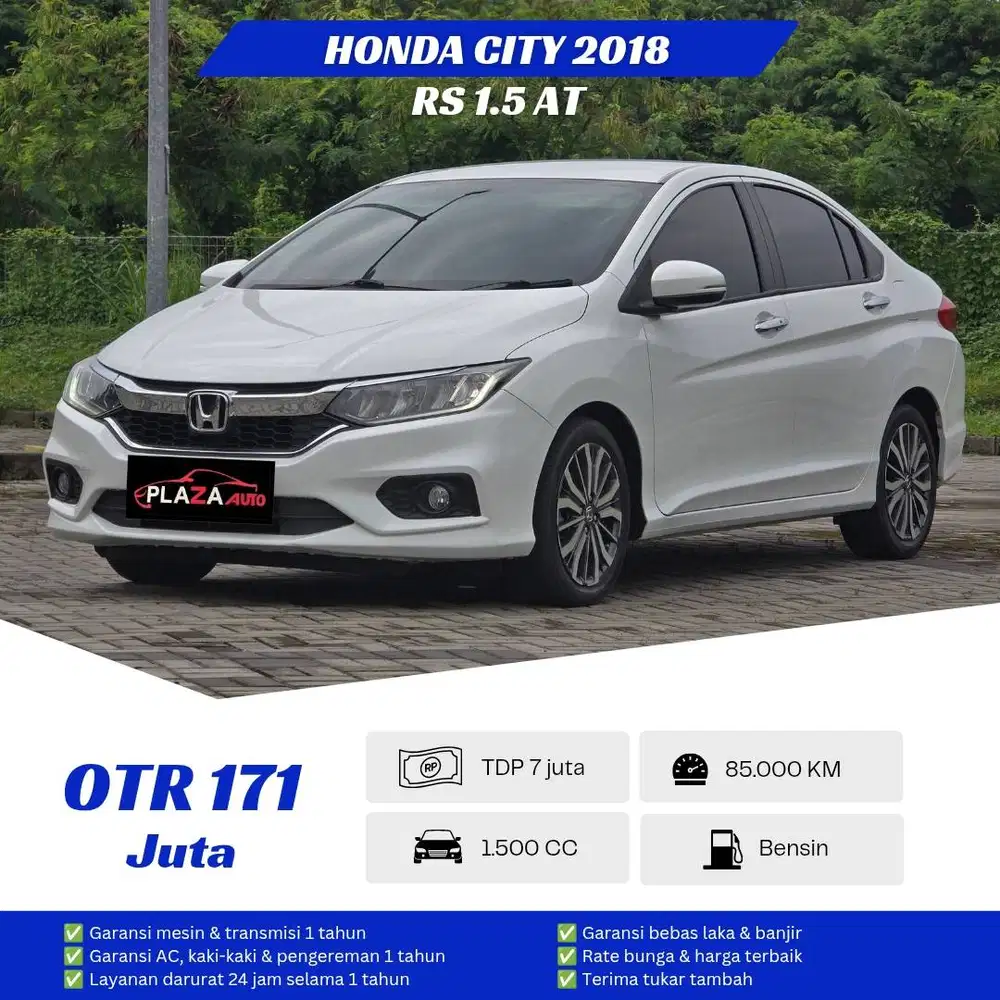 Honda City 2018
RS 1.5 Automatic (TDP 7 juta) Garansi lengkap 1 tahun