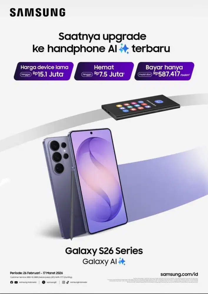 Samsung S26 Series Tukartambah Cashback 2JT
