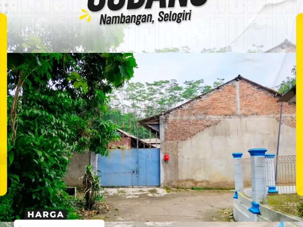 Dijual Gudang Luas dengan Daya Listrik Besar Hadap Timur di Nambangan Selogiri