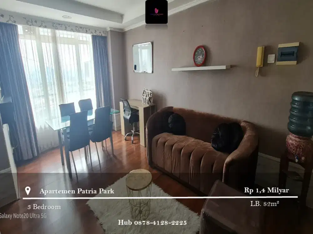 Dijual Apartement Patria Park 3BR Full Furnished Hadap Jalan