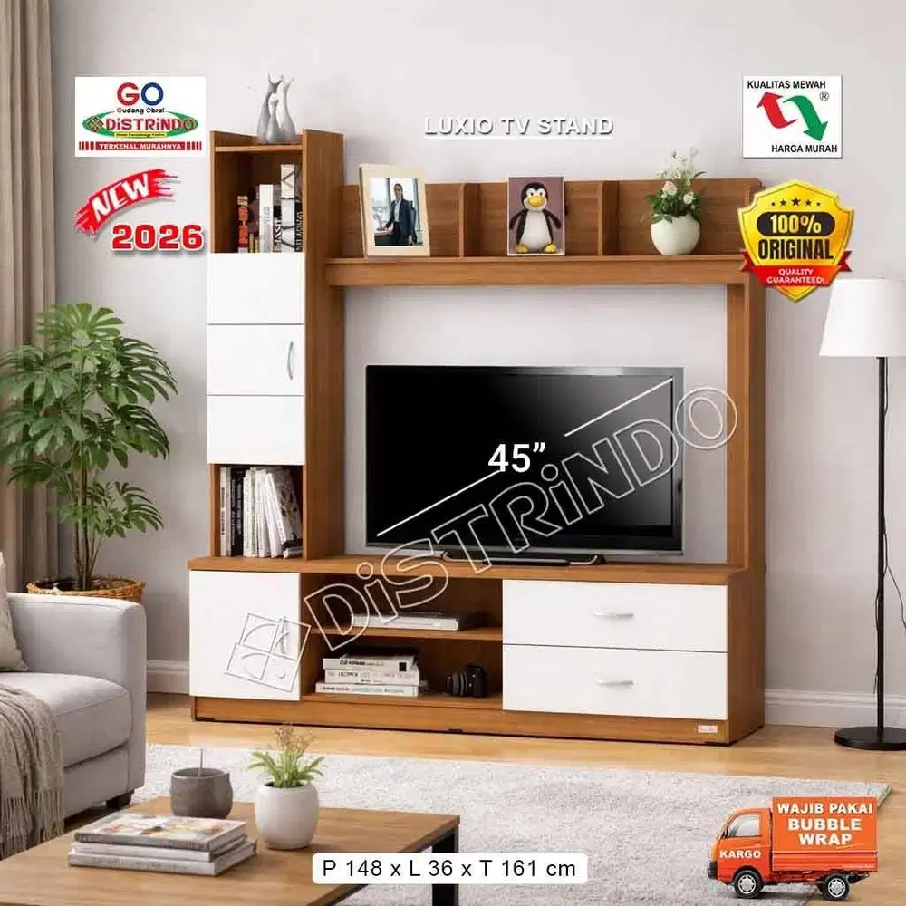 DISTRINDO Bufet TV 45inch / Rak TV sekaligus Lemari Rak Pajangan