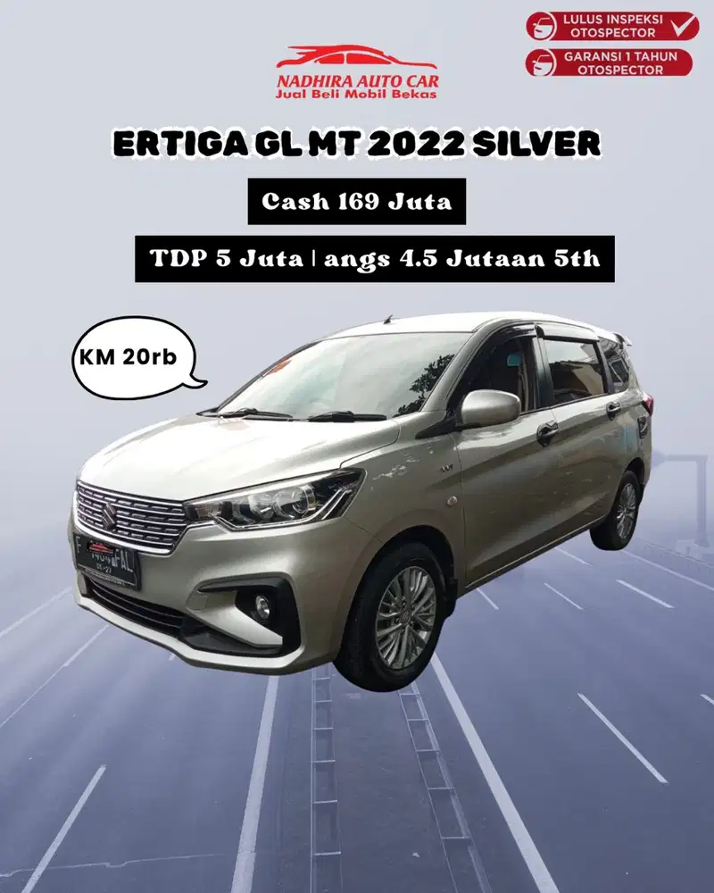 DP Hanya 5 Juta Ertiga GL MT 2022 silver