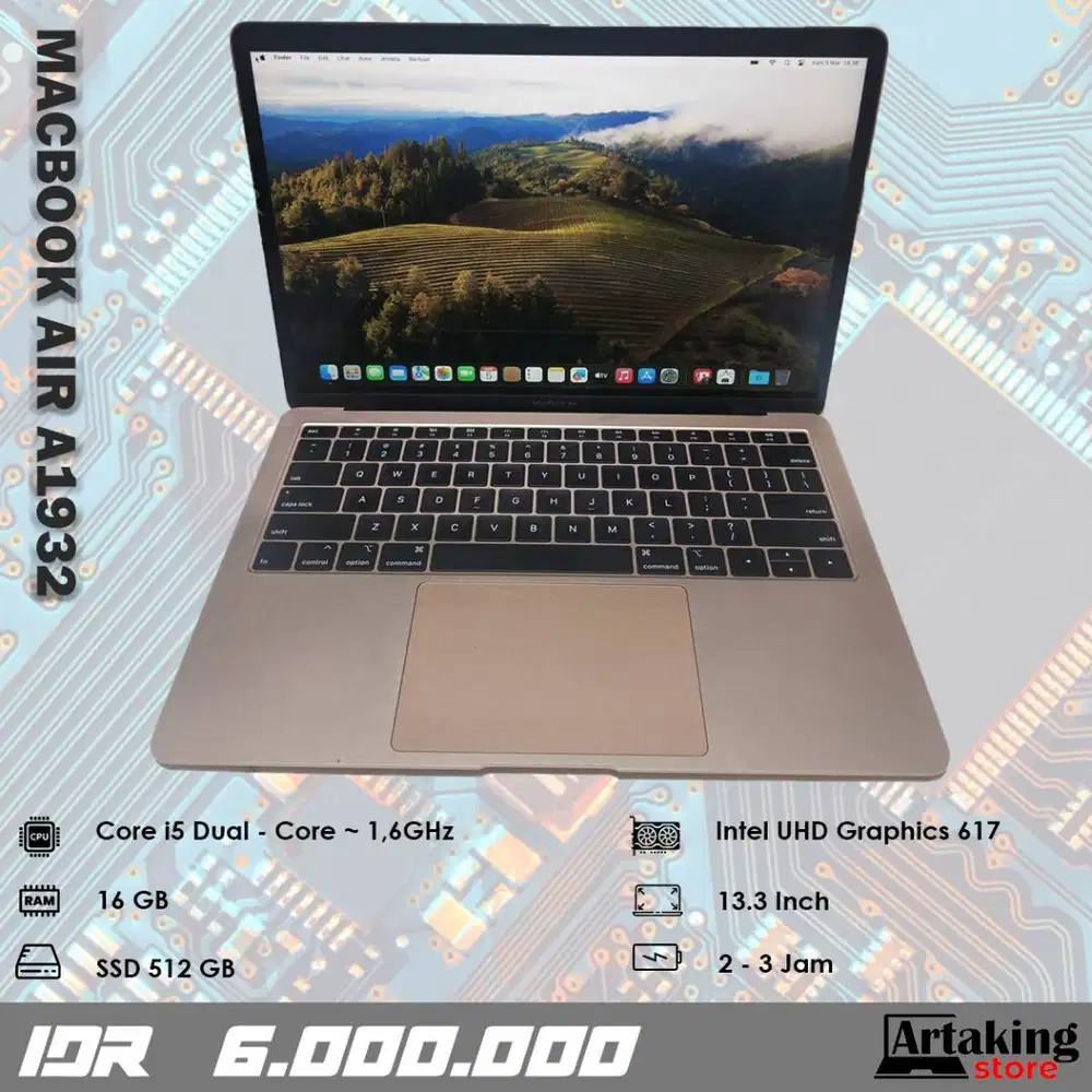 Macbook Air A1932 (2019) - Core i5 - Ram 16 GB - SSD 512 GB