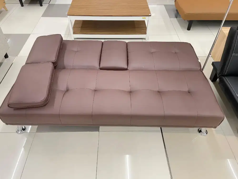 Sofa bed kulit bronwn