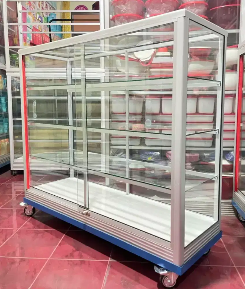 Etalase 1,2Mx1M Pakai RODA BESAR Siap Kirim