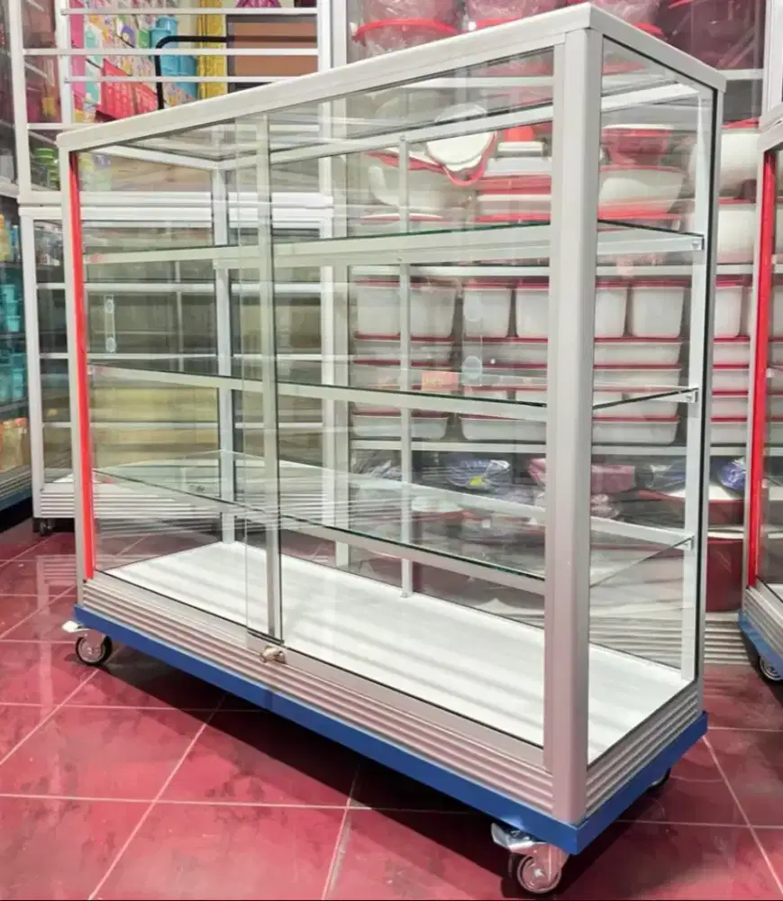 Etalase 1,2Mx1M RODA BESAR Untuk Perlengkapan Usaha