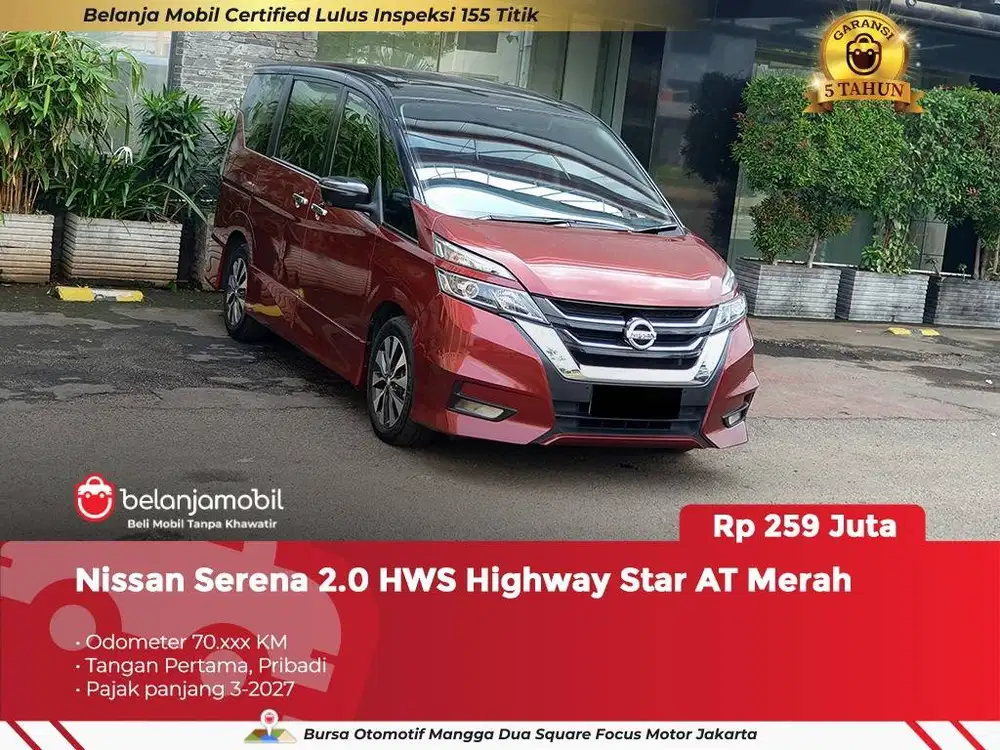 [ GARANSI 5TH ] Nissan Serena 2.0 HWS Highway Star AT Merah 2022 2023