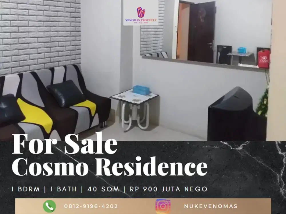 Jual Apartemen Cosmo Residence 1 Bedroom Furnished View Selatan